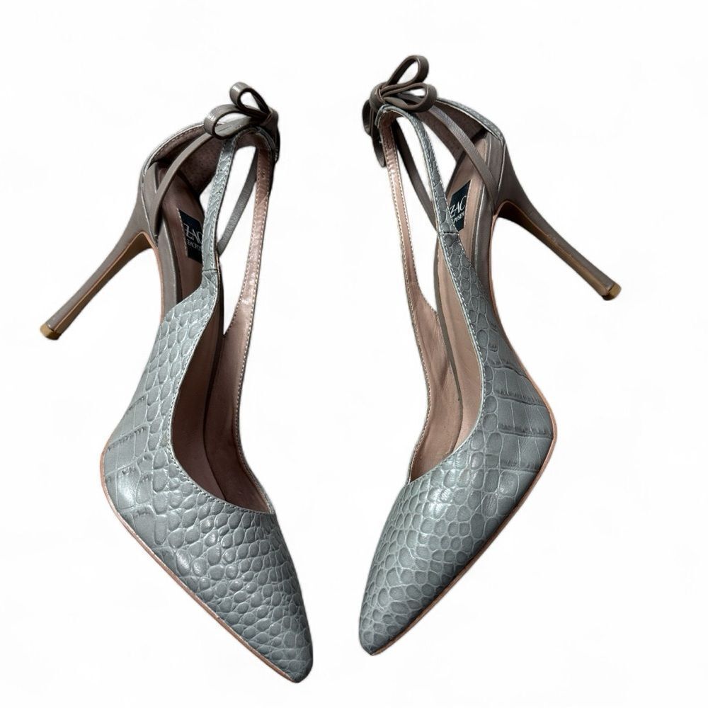 Zac Posen Veronique Gray Snake Print Spiked Heels